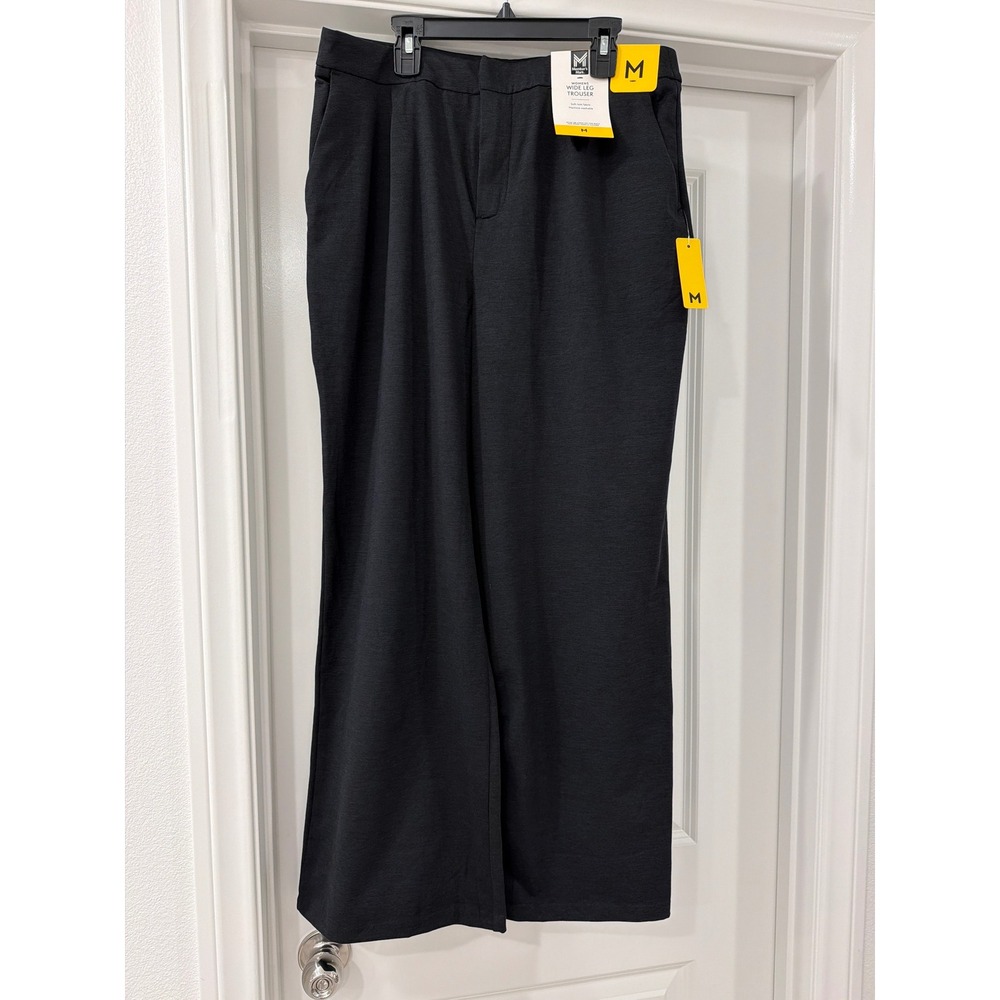 Member's Mark Wide Leg Trouser Womens Size Medium Black Soft Knit Pants NEW